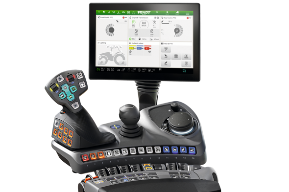 Approved CGI image of the terminal and armrest from Fendt.