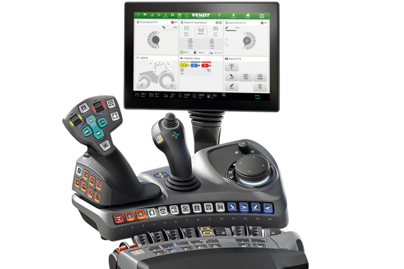 Cropped CGI of the terminal and armrest from Fendt.