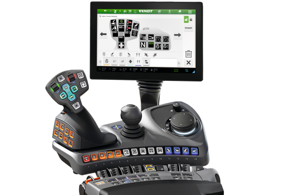 View of a Fendt armrest in Profi+ Setting 1