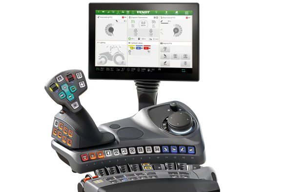 Approved CGI image of the terminal and armrest from Fendt.