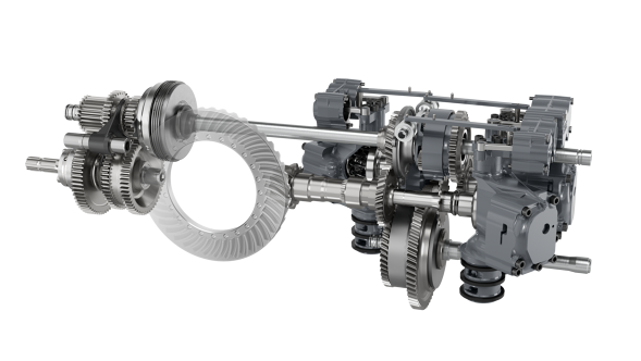 CGI of the four-speed rear PTO on a white background.