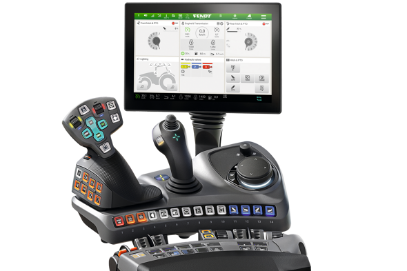 Approved CGI image of the terminal and armrest from Fendt.