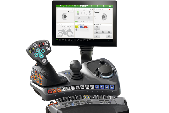 Approved CGI image of the terminal and armrest from Fendt.