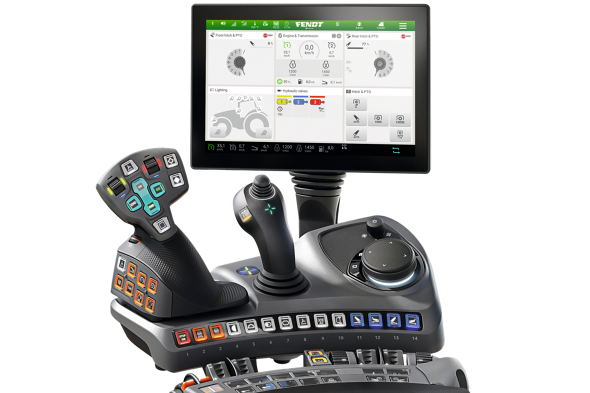 Approved CGI image of the terminal and armrest from Fendt.