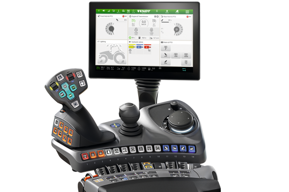 Cropped CGI of the terminal and armrest from Fendt.