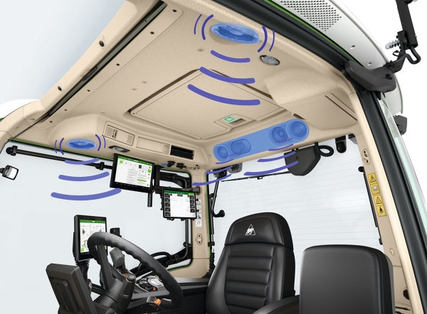 Interior view of the sound system in a FendtONE driver's workstation