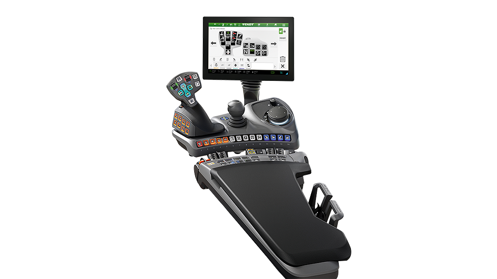 View of a Fendt armrest in the Power+ Setting 1 equipment variant