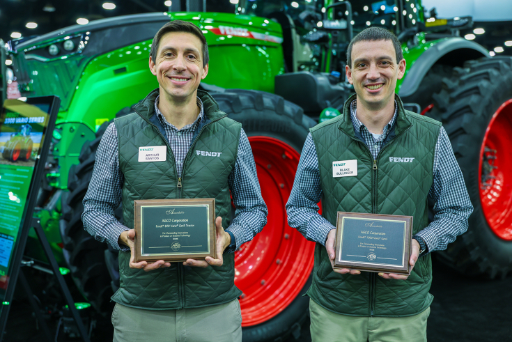 Arthur Santos (Fendt NA) and Blake Bullinger (Fendt NA) with the AE50 2026 Awards