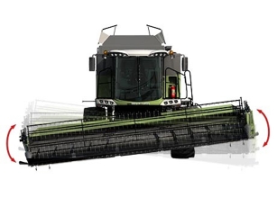 Rappresentazione CGI del sistema AutoLevel della Serie C Fendt - assicura una larghezza di taglio costante su tutta la piattaforma