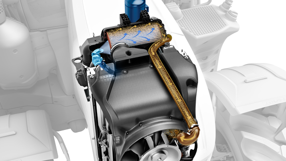 Illustrazione del filtro dell'aria del motore e della cabina del Fendt 800 Vario