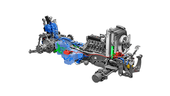 Illustrazione dettagliata CGI delle pompe dell'olio idraulico del trattore Fendt 800 Vario