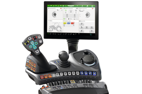 Fendt termināļa un roku balsta CGI.