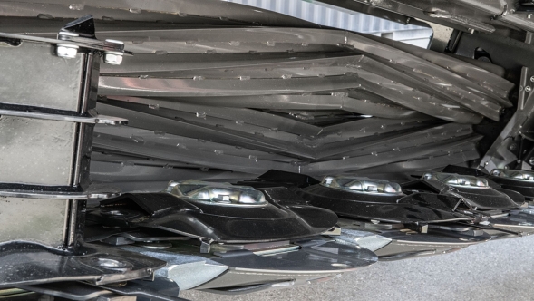 Fendt Slicer tērauda veltņu tuvplāns