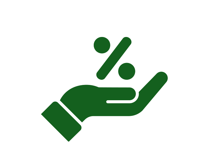 Groen procent-pictogram voor de Fendt Early Bird-actie