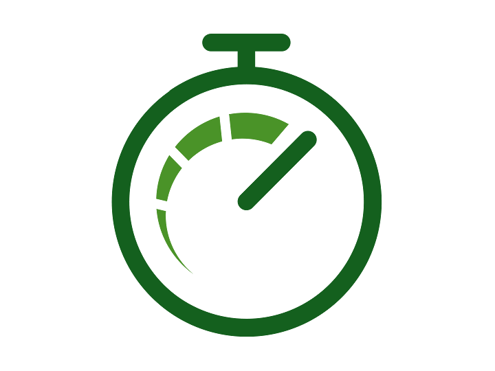 Groen stopwatch-pictogram voor de Fendt Early Bird-actie