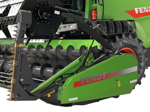 Fendt C-Series PowerFlow-skjærebord med aktiv avlingsflyt fra skjærekanten til innmaterskruen, ideelt for fallende korn.