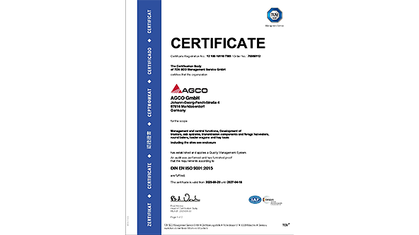 Bilde av sertifikatet for det sertifiserte kvalitetsstyringssystemet iht. DIN•EN•ISO 9001