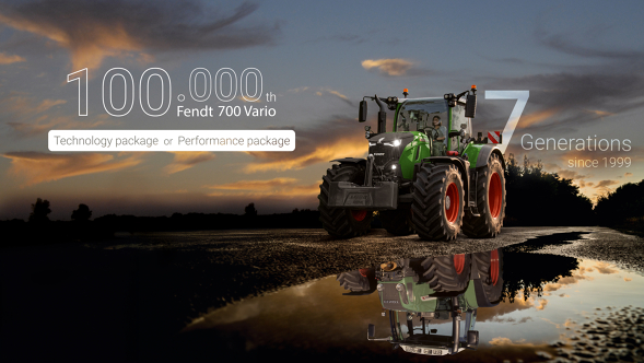 7. generacja Fendt 700 Vario Fendt 700 Vario Gen7 na drodze przed malowniczym niebem o zachodzie słońca