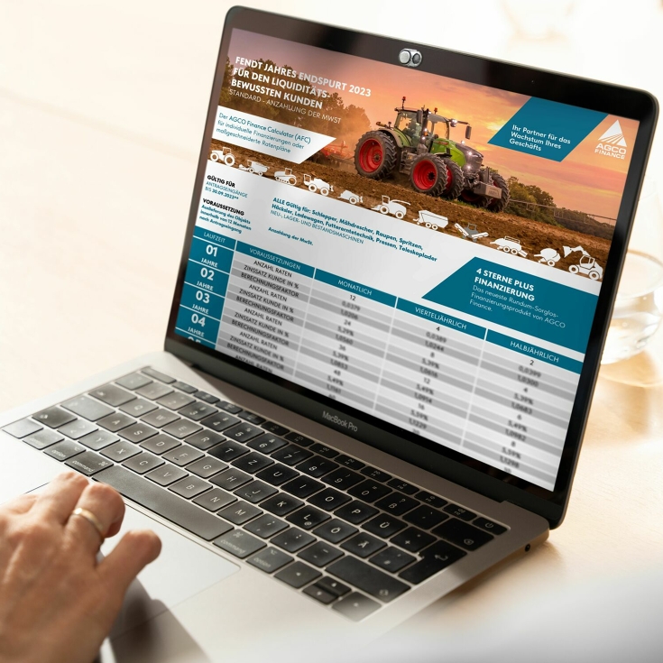 Laptop dystrybutora Fendt z możliwościami finansowania przez AGCO Finance