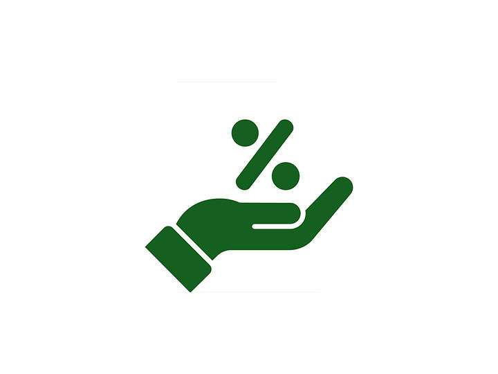 Icon hand med procenttecken