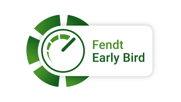 Fendt Early Bird 2026 Grön Fendt-kampanjebanner med inskriptionen "Fendt Early Bird"