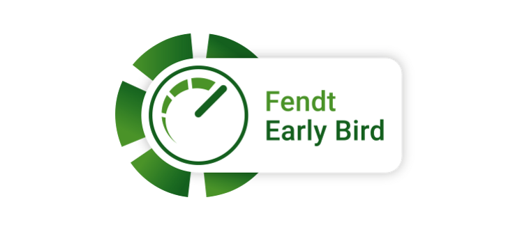 Fendt Early Bird 2026 Grön Fendt-kampanjebanner med inskriptionen "Fendt Early Bird"