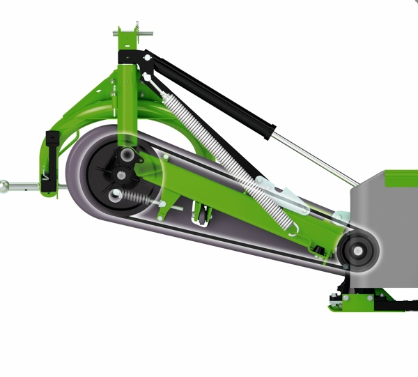 Fendt Slicer elastisk drivning Närbild av den elastiska drivenheten.