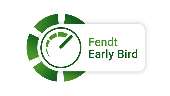 Fendt Early Bird 2026 Grön Fendt-kampanjebanner med inskriptionen "Fendt Early Bird"