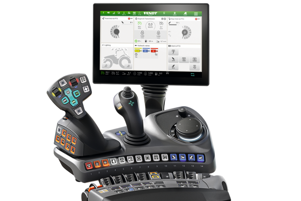 Термінал Fendt та підлокітник Profi Setting 2 CGI Термінала та підлокітника від Fendt у варіанті обладнання Profi Setting 2