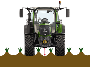 Fendt 300 Vario cut-out showing the high ground clearance for plant protection.