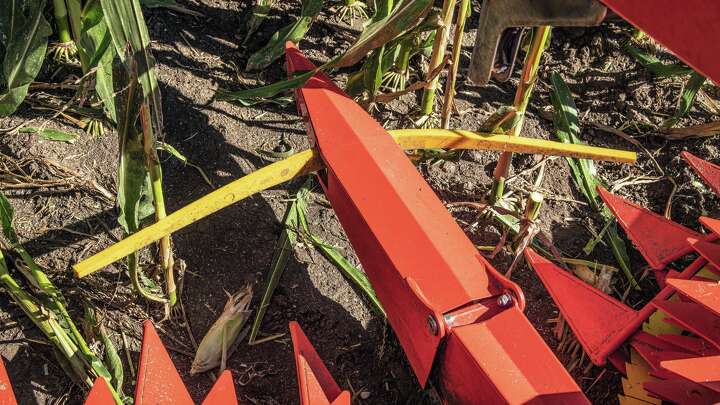 Close-up of the row sensor on the Fendt Katana