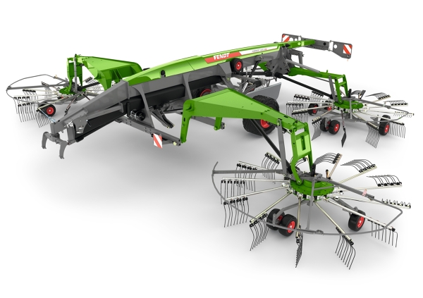 Fendt Former four-rotor rake with running gear CGI Fendt Former four-rotor rake with running gear CGI
