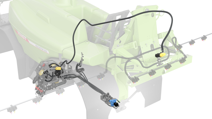 Exposed CGI rendering of the cleaning system on the Fendt Rogator 600 Gen2