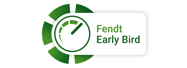 Fendt Early Bird 2026 Green Fendt campaign banner with the inscription "Fendt Early Bird"