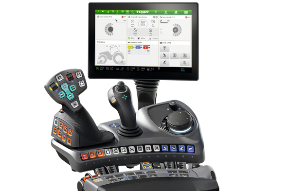 Approved CGI image of the terminal and armrest from Fendt.