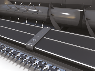 Fendt C-Series PowerFlow cutter bar with active crop flow from the cutting edge to the auger, ideal for falling grain