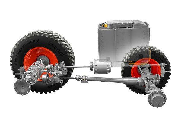 CGI representation of the electric motor and Vario transmission of the Fendt e100 Vario