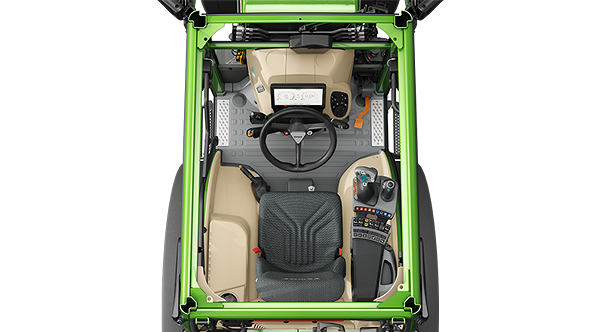 FendtONE driver's workplace Top view of a Fendt cab showing the FendtONE driver's workplace