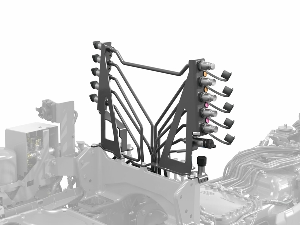View of the hydraulic concept in the Fendt e100 V Vario for perfect efficiency