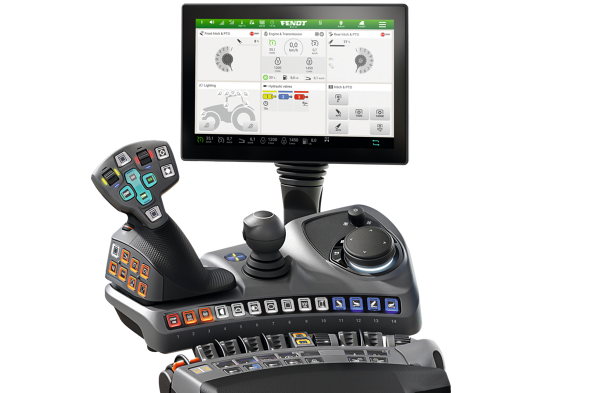 Approved CGI image of the terminal and armrest from Fendt.