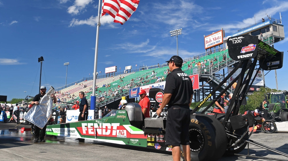 NHRA Fendt Race Car getting set for track
