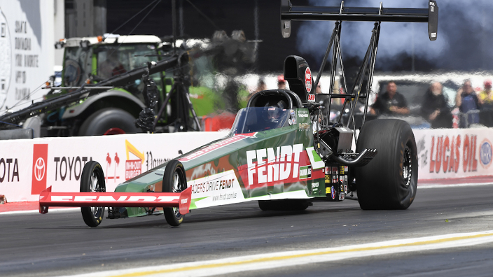 Fendt NHRA Dragster Car on the track