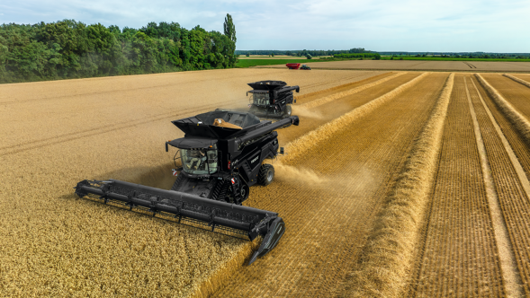 Fendt IDEAL 10 T in the harvest at sunset